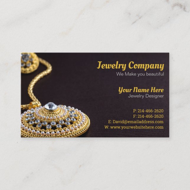 Jewelry Designer /Seller Business Card (Front)