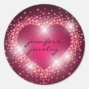 Jewelry Diamonds Gems Heart Bling Business Classic Round Sticker