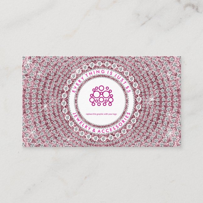 Jewelry Diamonds Pink Business Card