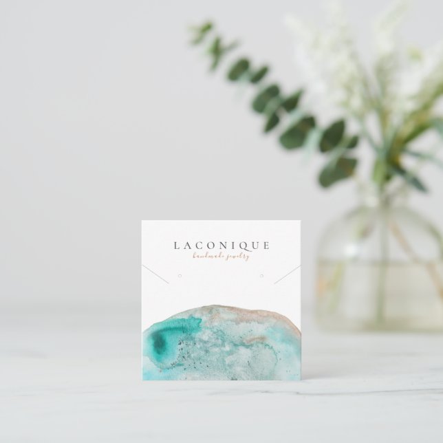 Jewelry Display | | Blue | Watercolor Square Business Card (Standing Front)