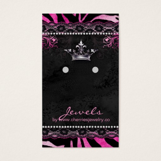 Customizable Earring Display Cards Cute Zebra Crown Jewelry Business Card Templates