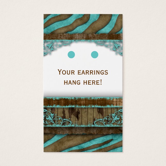 Jewelry Display Cards Cute Zebra Western (Front)