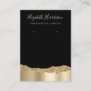 Jewelry Display Glitter Gold Foil Black Business Card
