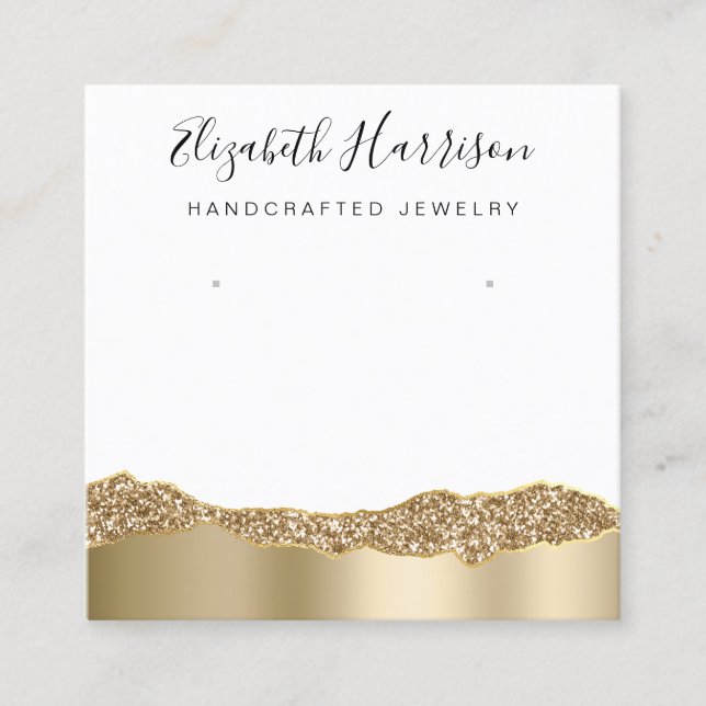Jewelry Display Glitter Gold Foil Square Square Business Card (Front)