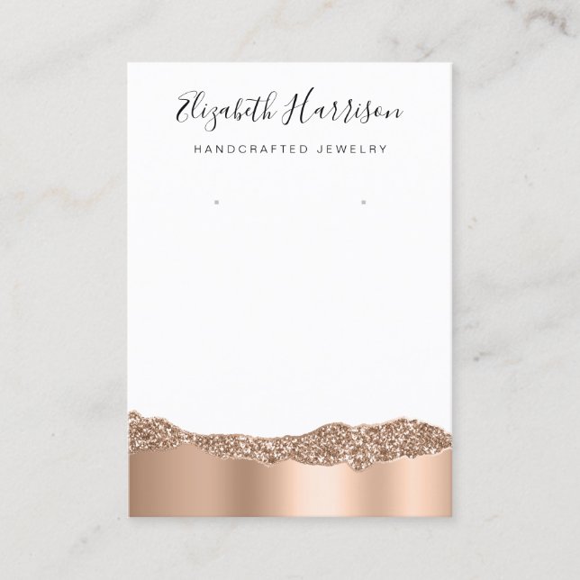 Jewelry Display Glitter Rose Gold Foil Business Card (Front)