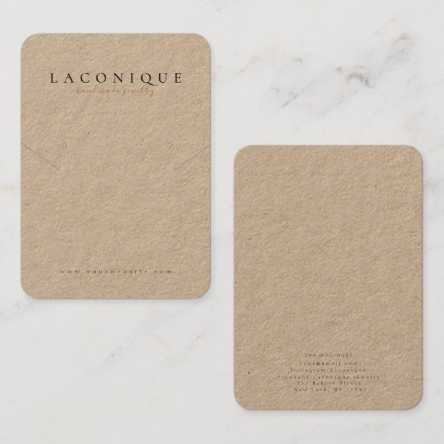 Jewelry Display | Kraft | Minimalistic  Business C Card (Front/Back)