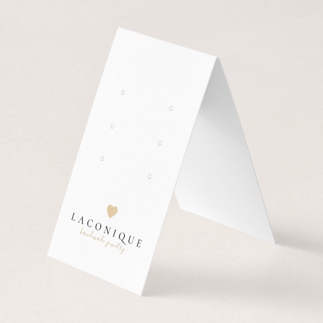 Jewelry Display | Neutral | Gold Heart Business Card (Front)