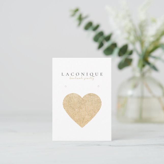 Jewelry Display | Neutral | Gold Heart Business Card (Standing Front)