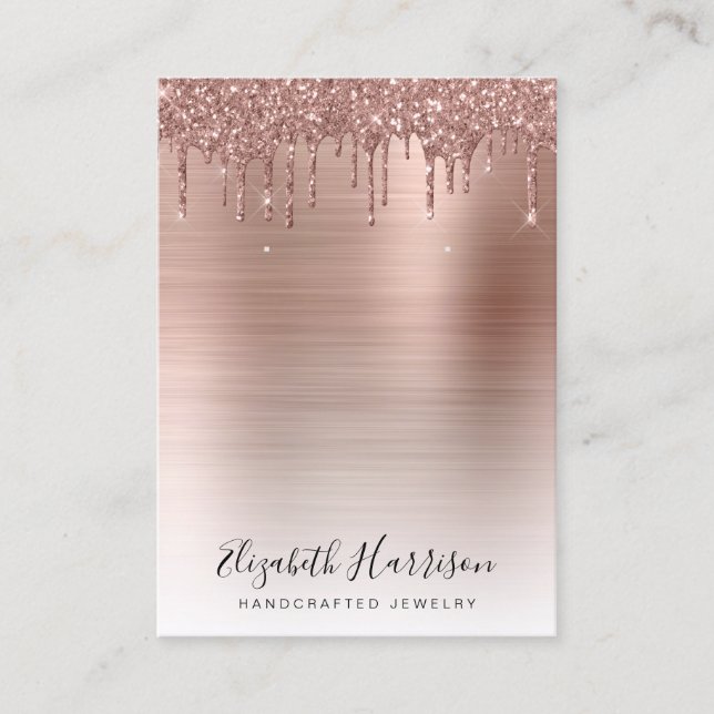Jewelry Display Rose Gold Glitter Business Card (Front)