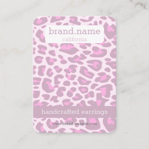 Jewelry Display Studs Pink Leopard Print Handmade Business Card