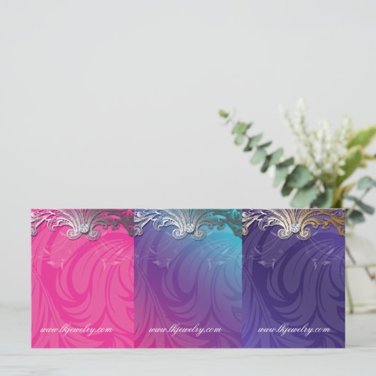 Jewelry Earring Cards Elegant Scroll Pink Purple (Standing Front)