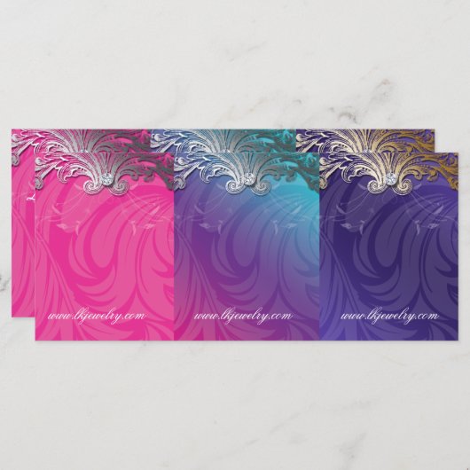 Jewelry Earring Cards Elegant Scroll Pink Purple (Front/Back)