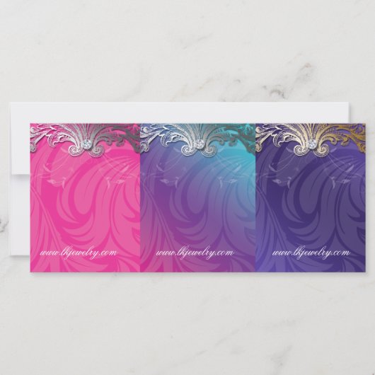 Jewelry Earring Cards Elegant Scroll Pink Purple (Front)