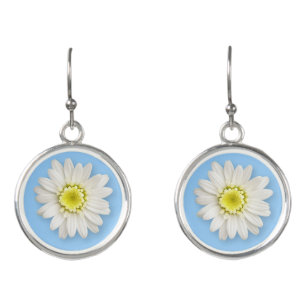 Jewelry - Earrings - Drop - Daisy On Blue