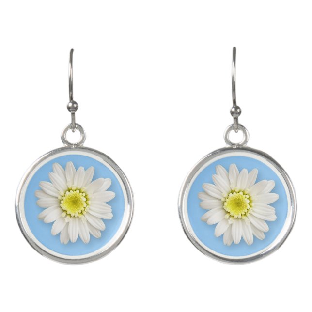 Jewelry - Earrings - Drop - Daisy On Blue (Front)