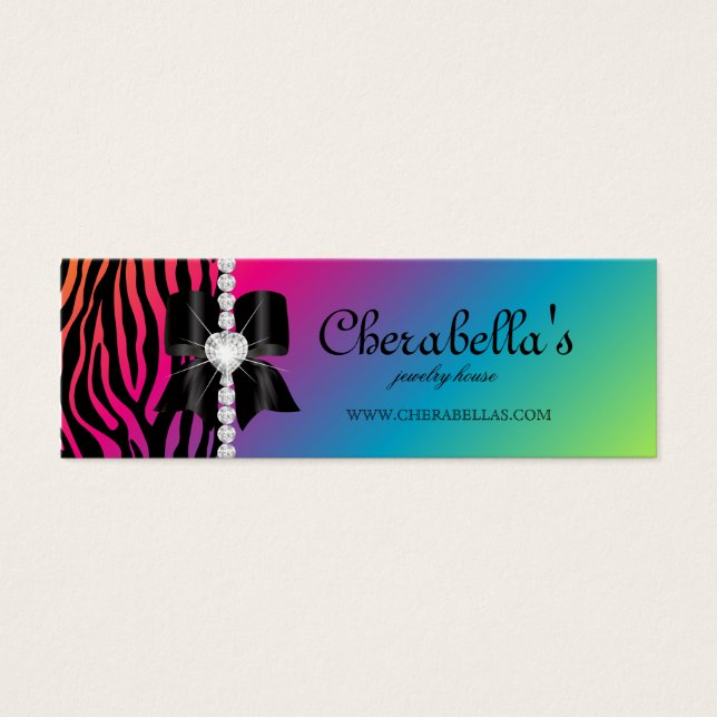 Jewelry Fashion Retail Price Tag Rainbow Zebra (Front)