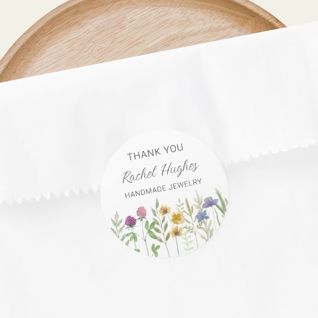 Jewelry Floral Thank You Classic Round Sticker (Creator Uploaded)