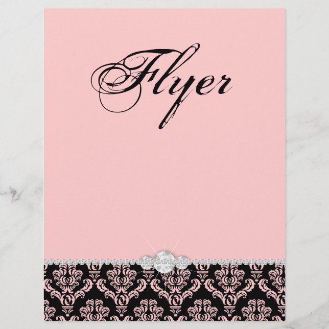 Jewelry Flyer Hair Salon Damask Baby Pink Classy (Front)