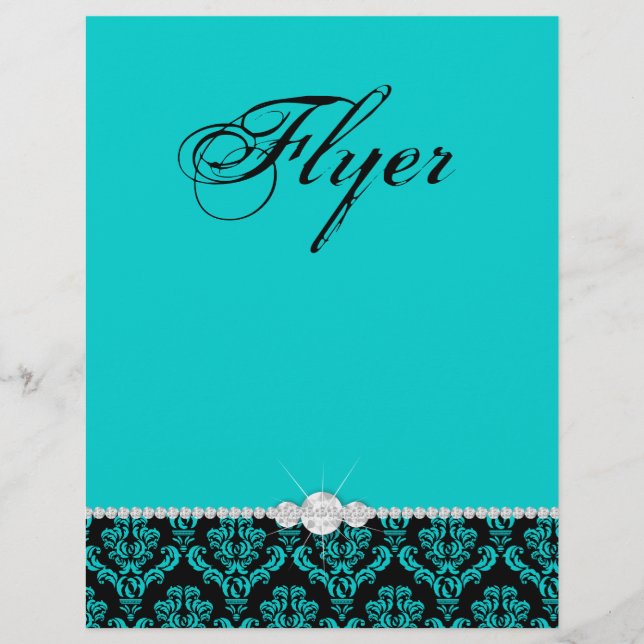 Jewelry Flyer Hair Salon Damask Black Blue Classy (Front)