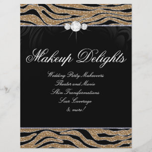 Jewelry Flyer Hair Salon Zebra Glitter Gold