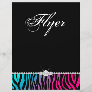Jewelry Flyer Hair Salon Zebra Pink Blue Purple