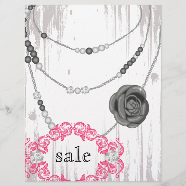 Jewelry Flyer Rose Necklace Gray Pink (Front)