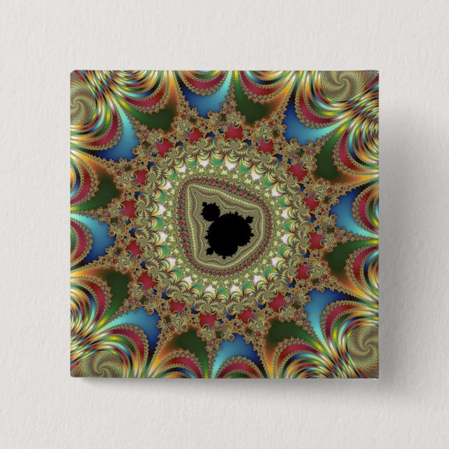 Jewelry Fractal Pinback Button (Front)