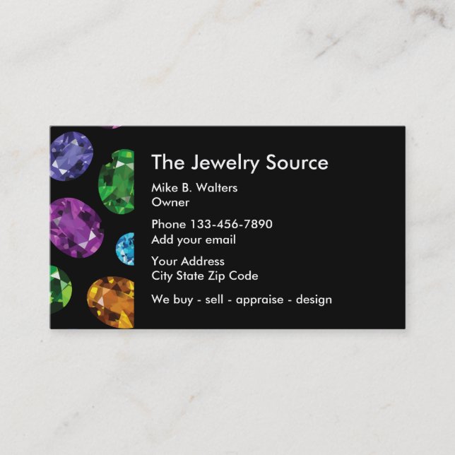 Jewelry Gemstone Businesscards Business Card (Front)