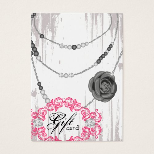 Jewelry Gift Card Rose Necklace Diamonds Gray Business Card