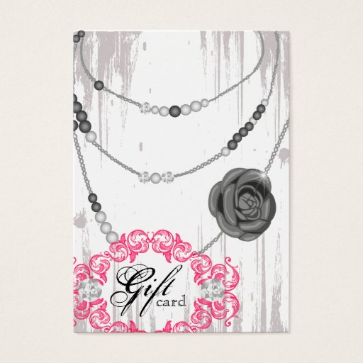 Customizable Jewelry Gift Card Rose Necklace Diamonds Gray Business Card