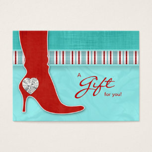 Jewelry Gift Card Spa Valentine's Heart Red Boot