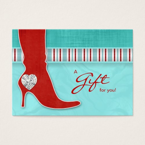 Jewelry Gift Card Spa Valentines Heart Red Boot