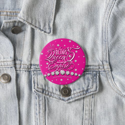 Jewelry Glitter Bling Queen Pink Button