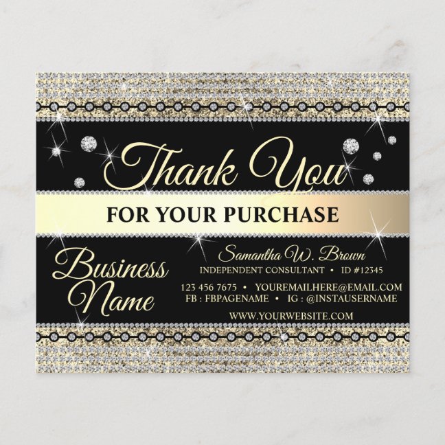 Jewelry Glitter Gold Diamond Thank You For Order