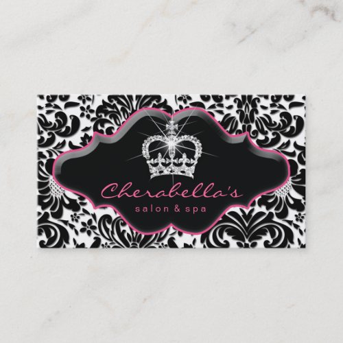 Jewelry Business Card Princess Crown Floral Damask