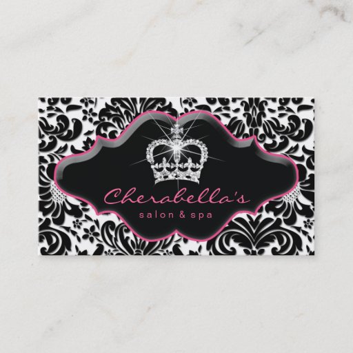Customizable Jewelry Business Card Princess Crown Floral Damask