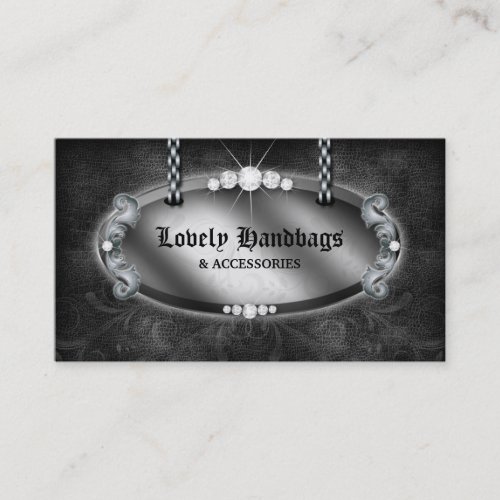 Jewelry Handbag Purse Leather Silver Gray Business Cards