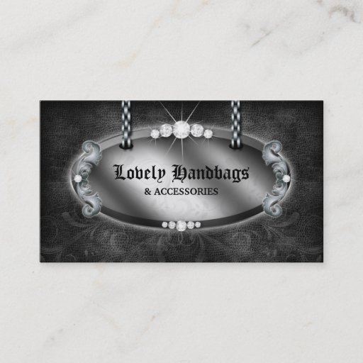 Customizable Jewelry Handbag Purse Leather Silver Gray Business Cards