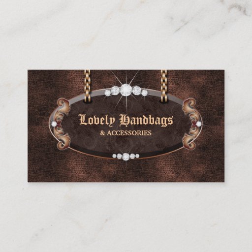 Customizable Jewelry Handbag Purse Leather Suede Chocolate Business Card Templates