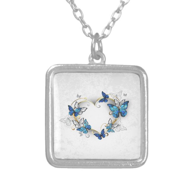 Jewelry Heart with Butterflies Morpho (Front)