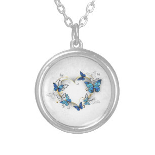 Jewelry Heart with Butterflies Morpho