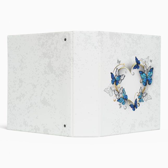 Jewelry Heart with Butterflies Morpho 3 Ring Binder (Background)