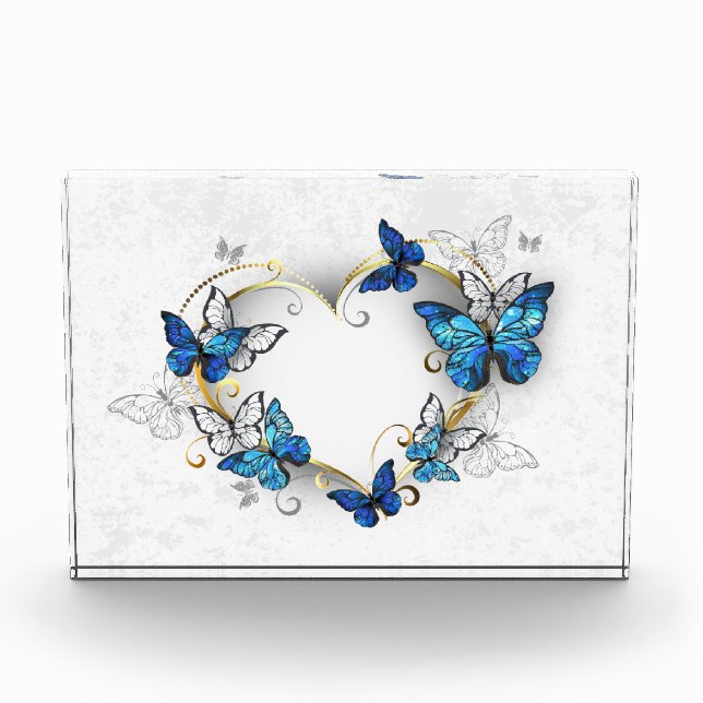 Jewelry Heart with Butterflies Morpho Acrylic Award (Front)