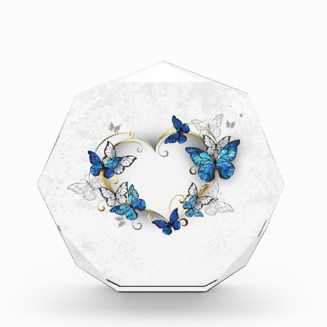 Jewelry Heart with Butterflies Morpho Acrylic Award (Front)