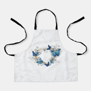 Jewelry Heart with Butterflies Morpho Apron