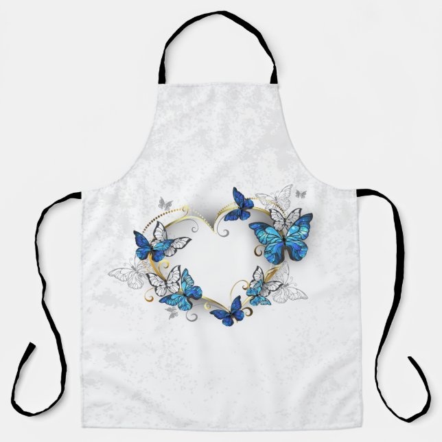 Jewelry Heart with Butterflies Morpho Apron (Front)