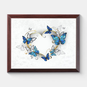 Jewelry Heart with Butterflies Morpho Award Plaque