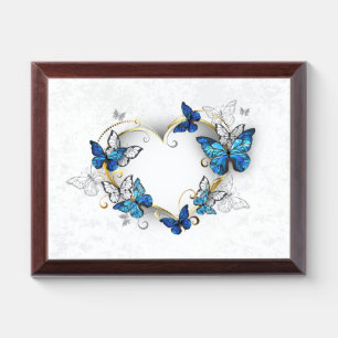Jewelry Heart with Butterflies Morpho Award Plaque