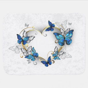 Jewelry Heart with Butterflies Morpho Baby Blanket