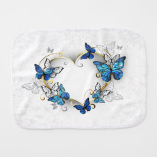 Jewelry Heart with Butterflies Morpho Baby Burp Cloth